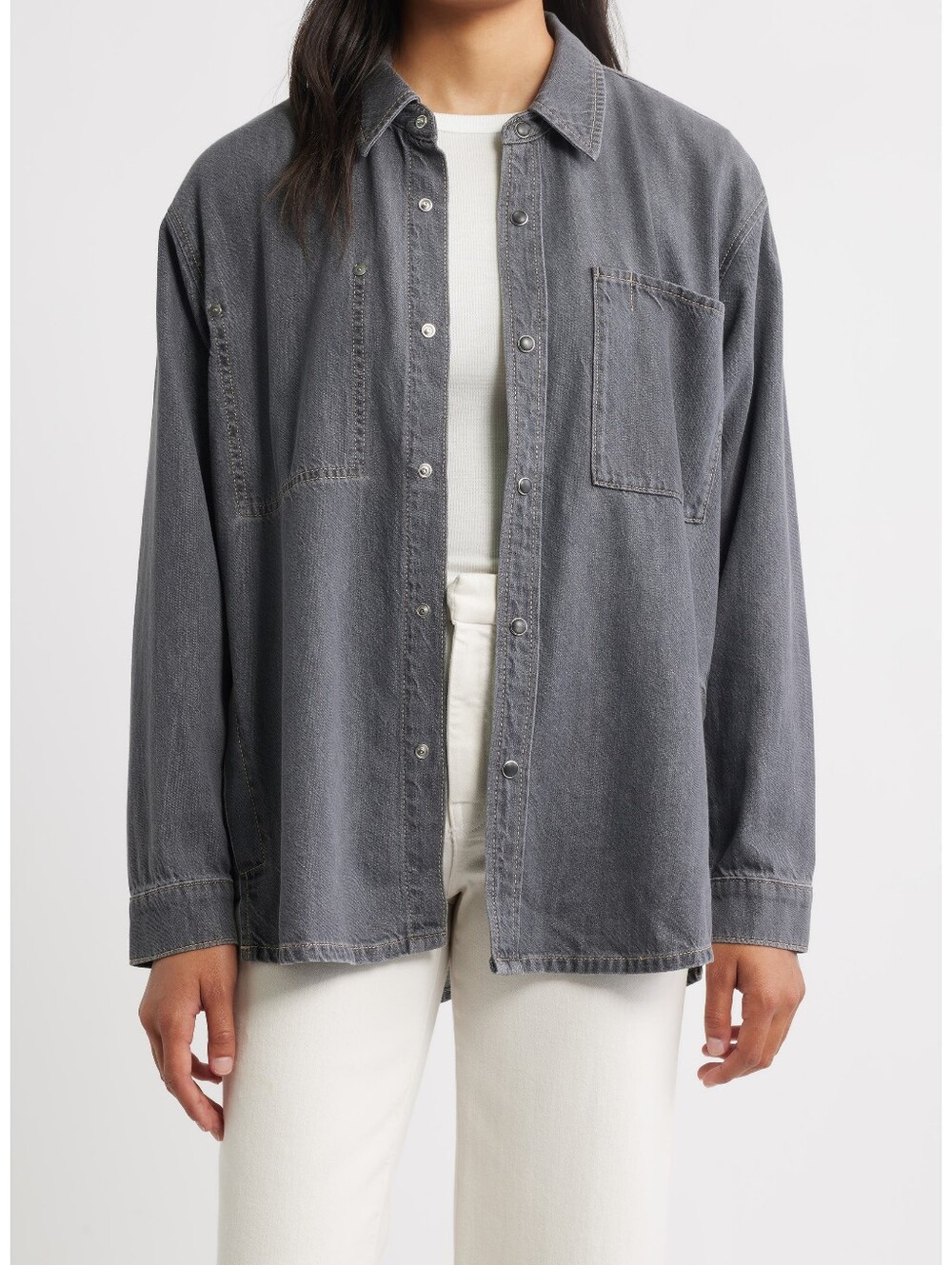 NWT "City Blues" Snap Button-Down Shirt Jacket Woman's Size Large